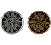 Reloj de pared home esprit negro dorado plateado metal cristal 25 x 6,3 x 25 cm (2 unidades)