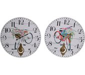 Reloj de pared dkd home decor bicicleta metal multicolor madera mdf (2 unidades) (58 x 4 x 58 cm)