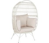 Sillón de jardín dkd home decor blanco metal ratán sintético 99 x 71 x 147 cm