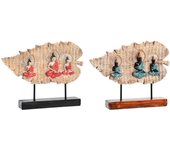 Figura decorativa dkd home decor 38 x 6 x 29,5 cm rojo buda verde oriental (2 unidades)