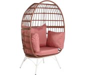 DKD Home Decor Sillón de jardín de la Marca, Color Blanco, de ratán y Metal (99 x 71 x 147 centímetros)
