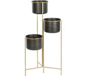 DKD Home Decor Macetero de la Marca, Color Negro y Dorado, de Metal (21 x 30 x 80 centímetros)