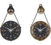 Reloj de pared dkd home decor 43 x 8 x 71 cm cristal negro dorado hierro (2 unidades)