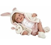 ARIAS-Muñeco Elegance 45 cm ZOE con Pelo, Vestido en Rosa y Blanco. Su Peso es Tan Real Que Parece un bebé de Verdad. Incluye Chupete y Bufanda. Juguete Niños Todas Las Edades (ARI65391)