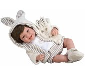 ARIAS-Muñeco Elegance 45 cm ZOE Vestido en Tonos Beige y Blanco. Su Peso es Tan Real Que Parece un bebé de Verdad. Incluye Chupete y Bufanda. Juguete Niños Todas Las Edades (ARI65392)