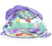 Bright Starts, Disney Baby, Manta de Actividades y Juegos de La Sirenita con Luces y 25 Minutos de melodías, 6 Juguetes extraíbles y cojín de Apoyo, Color Morado, para recién Nacidos en adelante
