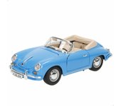 Burago Maqueta coche Porsche 356B Cabriolet 1961, Escala 1:18, Diseño clásico en azul con detalles en cromo, Fabricado en die-cast metal, Puertas y capó de apertura manual, Interior detallado (78098)