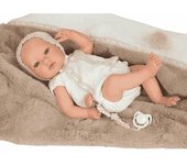 Arias-Reborn 38 cm JADE.Bebé realista de vinyl con ropa marron.Incluye manta,chupete,chu petero,pañal,libro de familia y certificado de autenticidad.Peso de un Bebé Real.Juguete Niños+3 años(ARI98192)