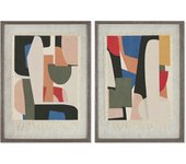 Cuadro home esprit beige abstracto urbano 42,4 x 3 x 57 cm (2 unidades)