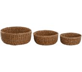 Juego de cestas home esprit natural fibra natural boho 30 x 30 x 13 cm (3 piezas)