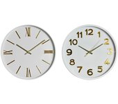 Home ESPRIT Reloj de Pared Blanco Dorado PVC 30 x 4 x 30 cm (2 Unidades) S3054790 - EAN: 8424002120580