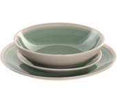 Vajilla home esprit blanco verde gres 18 piezas