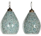 Lámpara de techo home esprit verde azul cielo metal cristal 25 w 23 x 23 x 66 cm (2 unidades)