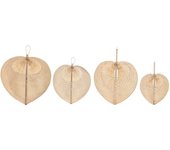 Decoración de pared home esprit marrón claro natural abanico tropical (4 piezas)