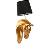 Lámpara de pared home esprit negro dorado caballo 220 v 18 x 21,5 x 50,5 cm (2 unidades)