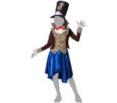 Atosa | Disfraz Infantil de Sombrerera Loca para Niña | Incluye Sombrero, Chaqueta, Chaleco, Pajarita y Falda | Ideal para Carnaval, Halloween y Fiestas Temáticas | 3-4 Años