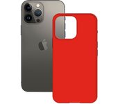 KSIX smart your tech Funda semirrígida para iPhone 14 Pro, Antideslizante, Interior Microfibra, Compatible con Carga inalámbrica, Rojo