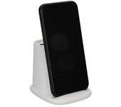 Cargador inalámbrico lapicero KSIX 10W, Tecnología Qi, 2 Salidas USB, Blanco