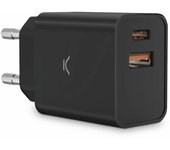 Cargador de Red KSIX 30 W, PPS, Power Delivery, Carga Ultra rápida, Multipuerto 1 x USB-C + 1 x USB-A, Blanco