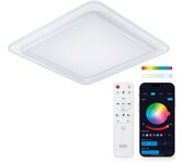 Plafón SmartLED KSIX Celeste, Diseño cuadrado, Altavoz, RGBIC + CCT, 48,5 x 48,5 x 9 cm, 4450 lm, 35W, App Tuya, Blanco