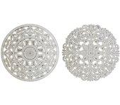 Decoración de pared dkd home decor blanco mandala indio acabado envejecido 30 x 2 x 30 cm (2 unidades)