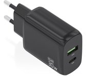 Cargador gan de pared aisens a110-0924/ 1xusb tipo-c/ 1xusb/ 30w/ negro