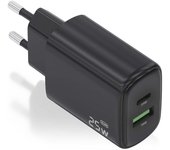 Cargador gan de pared aisens a110-0912/ 1xusb tipo-c/ 1xusb/ 25w/ negro