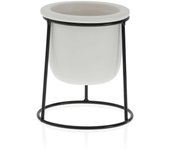 BigBuy Home Maceta Versa Blanco Metal Cerámica Plástico Cuadrado Minimalista 10,5 x 14,5 x 10,5 cm