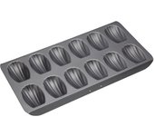 MasterClass Bandeja para magdalenas con antiadherente PTFE, PFOA y BPA, robusta de acero al carbono de 1 mm de grosor, molde para tartas de 12 agujeros, 40x 20 cm, gris