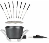 Princess 173100 Fondue Premium adecuada para 8 personas para fondue de queso, chocolate, caldo o aceite, olla de aluminio fundido a presión, Capacidad de 1.5 L, 800 W, Negro y Acero Inoxidable
