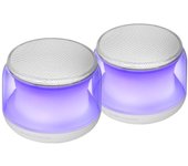Mars Gaming MS-AURA, Altavoces Bluetooth 5.3, Chipset DSP Personalizado 15W, Iluminación RGB con Diseño ClearView 360º, Altavoces Compactos con Caja de Control de Volumen y RGB, Entrada AUX-IN, Blanco