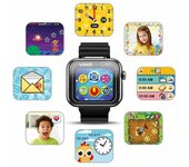 VTech - Kidizoom Smartwatch MAX Negro, Reloj Inteligente para niños, Doble cámara de Fotos, vídeos, Juegos, Pantalla táctil Horizontal, Versión ESP