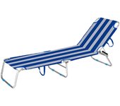 Marbueno tumbona plegable aluminio rayas azules y blancas playa y piscina 187x58x24 cm 10364