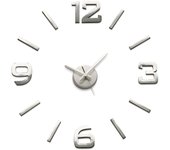 Versa Klistermärke Reloj de Pared Silencioso Decorativo para la Cocina, el Salón, el Comedor o la Habitación, Estilo Moderno, Medidas (Al x L x An) 60 x 3 x 60 cm, Polipropileno, Color Plateado