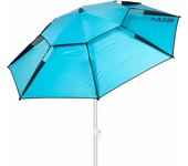 AKTIVE 62427 Sombrilla de playa antiviento azul, con protección UV50, inclinación ajustable, 8 varillas de fibra de vidrio y funda de transporte, 200 cm
