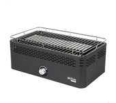 Aktive - Barbacoa Portátil a carbón recargable a pilas sin Humo Negra rectangular, Protección antigoteo, Medidas 45x28x19cm, Incluye bolsa de transporte, parrilla terraza, balcón (63004)