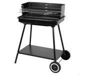 AKTIVE Barbacoa portátil carbón, 55x43x82 cm, Parrillas de acero inoxidable y regulable 4 alturas de asado, Paredes laterales cortavientos, Bandeja auxiliar, 2 ruedas, Asa transporte (63108)