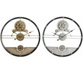Reloj de pared dkd home decor plateado dorado hierro engranajes 60 x 5 x 60 cm (2 unidades)