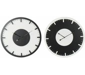 Reloj de pared dkd home decor 50 x 3,5 x 50 cm negro blanco vintage madera mdf (2 unidades)