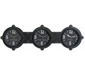 DKD Home Decor Reloj de Pared de la Marca Cristal Negro Hierro (58 x 6.5 x 18 cm) (Referencia: S3026689)