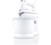 Flama Batidora de Varillas y Amasadora con Bol Giratorio 1417FL, 400W, Blanca, 5 Velocidades, 3,4L de capacidad, Función Turbo, Desmontable