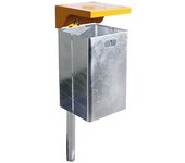 kaiserkraft Recipiente para residuos para exteriores, galvanizado al horno, capacidad 50 l, A x H x P 310 x 685 x 360 mm, cubierta naranja