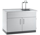 kaiserkraft Fregadero de laboratorio, tablero / fregadero de acero inoxidable, A x P x H 910 x 750 x 900 / 1285 mm