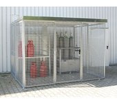 eurokraft pro Contenedor de rejilla para bombonas de gas, con tejado y puerta de una hoja, A x P 3100 x 2100 mm