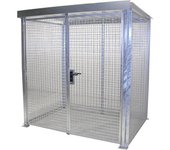eurokraft pro Contenedor de rejilla para bombonas de gas, con tejado y puerta de doble hoja, A x P 2100 x 1500 mm