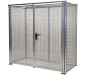 eurokraft pro Contenedor de rejilla para bombonas de gas, sin tejado, con puerta de doble hoja, A x P 2100 x 1085 mm