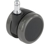 Proroll Rueda para sillas, Ø de rueda 65 mm, UE 5 unid., perno insertable con aro de sujeción, en negro, rueda blanda, Ø del cuello 23 mm