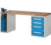eurokraft pro Banco de trabajo, sistema modular Serie 7000, 1 armario, 1 buck fijo con 4 cajones cada uno, A x P 2000 x 700 mm