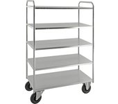 Kongamek Carro con pisos KM41, 5 pisos, L x A x H 955 x 550 x 1470 mm, galvanizado, 2 ruedas de maniobra y 2 fijas, a partir de 5 unid.
