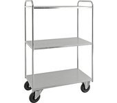 Kongamek Carro con pisos KM41, 3 pisos con remate, L x A x H 955 x 550 x 1490 mm, galvanizado, 2 ruedas de maniobra con freno, 2 ruedas fijas, a